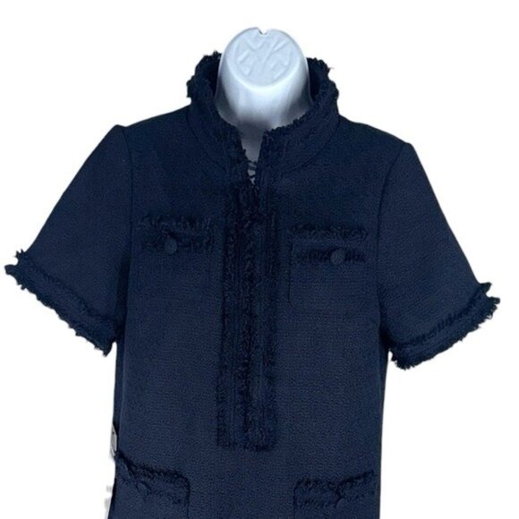 Pomander Place Ophelia Navy Tweed Fringe Mini Dress NWT Size S - Picture 6 of 12